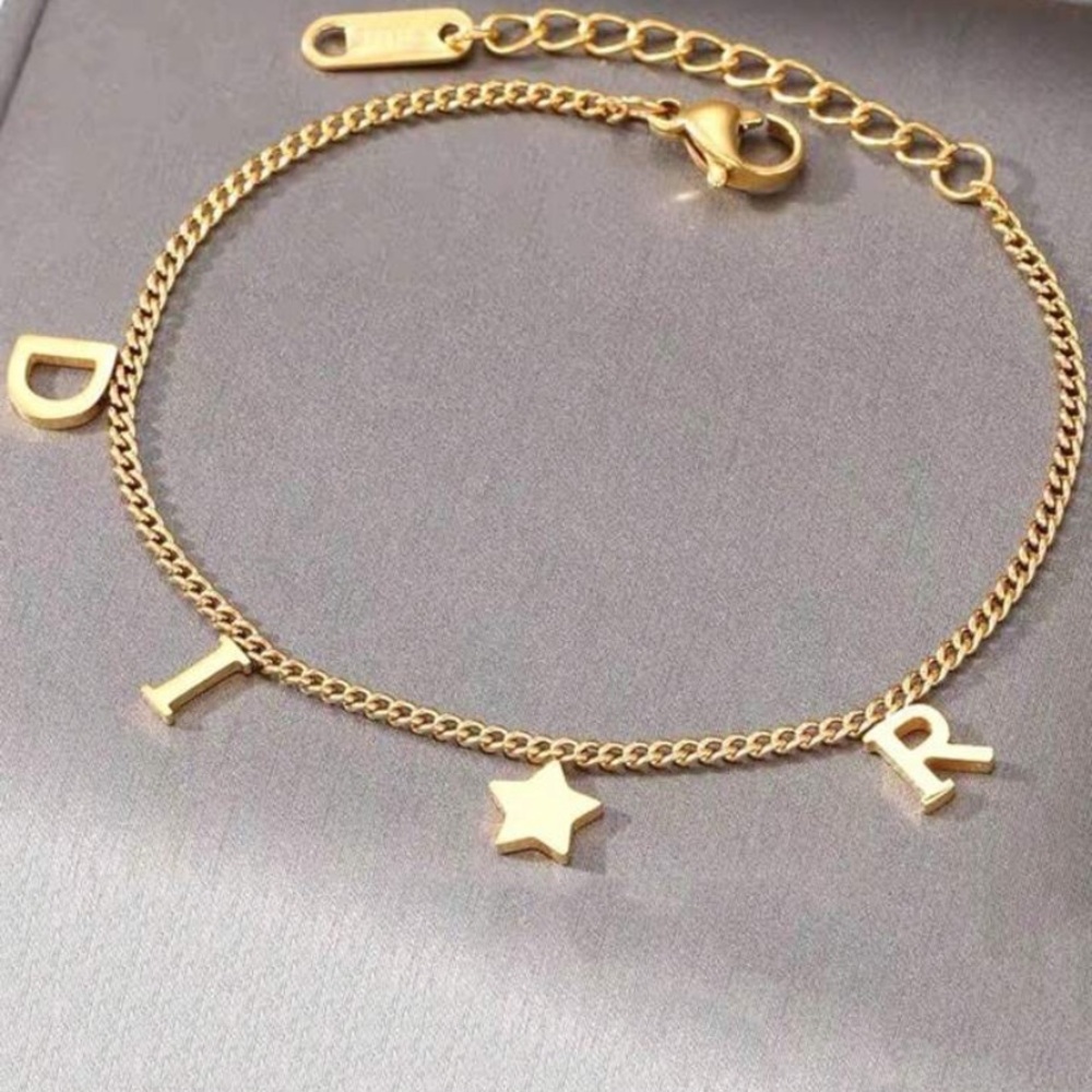 Gold Stainless Steel Charm Bracelet